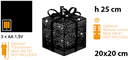 PACCO REGALO CUBICO H25CM 40 LED BIANCO CALDO METALLO TRAFOR - Schema