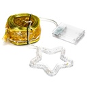 CATENA LUMINOSA A BATTERIA 3AA NASTRO DORATO CON PUNTALE A STELLA 100 LED 10M LUCE CALDA