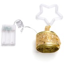 CATENA LUMINOSA A BATTERIA 3AA NASTRO DORATO CON PUNTALE A STELLA 100 LED 10M LUCE CALDA