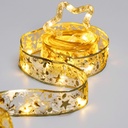 CATENA LUMINOSA A BATTERIA 3AA NASTRO DORATO CON PUNTALE A STELLA 50 LED 5M LUCE CALDA