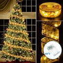CATENA LUMINOSA A BATTERIA 3AA NASTRO DORATO CON PUNTALE A STELLA 50 LED 5M LUCE CALDA