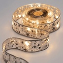 CATENA LUMINOSA A BATTERIA 3AA NASTRO ARGENTATO 100 LED 10M LUCE CALDA