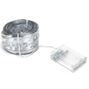 CATENA LUMINOSA A BATTERIA 3AA NASTRO ARGENTATO 50 LED 5M LUCE CALDA