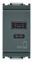 ALIMENTATORE USB A+C 5V 3A 15W 1M GRIGIO VIMAR