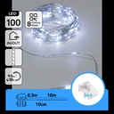 CATENA LUMINOSA A BATTERIA 3AA CON FILO IN RAME, LUCE FREDDA, 10M, IP44, INTERNO/ESTERNO