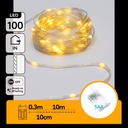 CATENA LUMINOSA A BATTERIA 3AA CON FILO IN RAME E PVC, LUCE CALDA, 10M, IP20 INTERNO