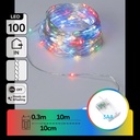 CATENA LUMINOSA A BATTERIA 3AA CON FILO IN RAME E PVC, RGBY, 10M, IP20 INTERNO