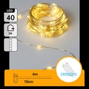 CATENA LUMINOSA A BATTERIA A BOTTONE - FILO DI RAME - BIANCO CALDO - 4 M - IP20 DA INTERNO