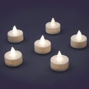 SET 6 TEA LIGHT FIAMMA 1 LED CLASSIC EFFETTO FIAMMA A BATTERIA INTERNO Ø3,5XH3M