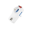ADATTATORE CIVILE CON INTERRUTTORE 1 SPINA GIREVOLE 2P+T 16A S17 - PRESA BIPASSO/SCHUKO - 2 BIPRESE 2P+T - 2P 17/11 -P30 +T 2 PRESE USB