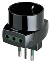 ADATTATORE CIVILE VIMAR 1 SPINA 2P+T 10A P11 1PRESA SCHUKO P30 2PRESE 2P+T 10A P11-P30 NERO