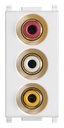FRUTTO VIMAR PRESA CON 3 CONNETTORI RCA SERIE PLANA BIANCO