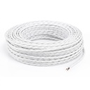 CAVO ELETTRICO FAI TRECCIOLA 3X0.75 TESSUTO BIANCO OTTICO 10MT IMQ 