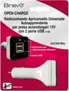 RADIOCOMANDI BRAVO FREQUENZA FISSA 433.92 MHZ 4 CANALI CON 2 USB-A E CARICATORE AUTO 12V