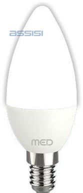 LED OLIVA ALTA EFFICIENZA 6W 560LMN E14  6500K  30000H MED