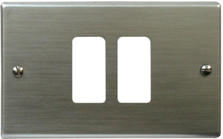 PLACCA BRONZO ANODIZZATO PER SCATOLA TONDA TIPO MAGIC 2 POSTI