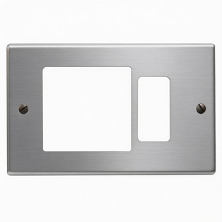 PLACCA FAEG ALLUMINIO ANODIZZATO PAGLIERINO PER PRESA SCHUKO DECENTRATA TIPO BTICINO MAGIC 1 POSTO