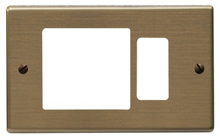 PLACCA ALLUMINIO ANODIZZATO BRONZO PER PRESA SCHUKO DECENTRATA TIPO BTICINO MAGIC 1 POSTO