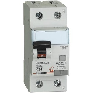 INTERRUTTORE MAGNETOTERMICO DIFFERENZIALE 1P+N - 4,5KA - IDN=0,03A TIPO AC - 2A