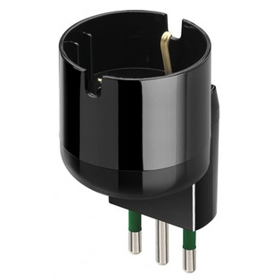 ADATTATORE CIVILE VIMAR SFALSATO VIMAR SPINA 2P+T 10A S11 PRESA 2P+T 10A P11 SCHUKO P30 NERO