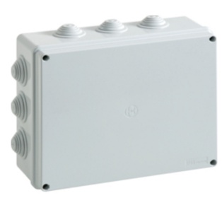 SCATOLA STAGNA DI DERIVAZIONE RETTANGOLARE CON COPERCHIO A VITE IP55 240X190X90