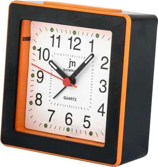 SVEGLIA QUARZO MOVIMENTO CONTINUO QUADRATA ARANCIONE LOWELL