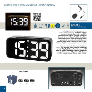 SVEGLIA DIGITALE LED VIBRAZIONI NERO LOWELL