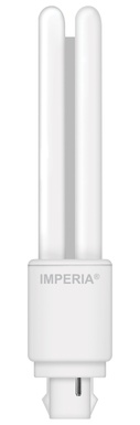 LAMPADA LED IMPERIA PL-G24D 2 PIN 6W 230V  4000K (18W EX) LUNGHEZZA 15.0 CM 