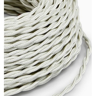CAVO ELETTRICO TRECCIOLA 2X1 TESSUTO BIANCO OTTICO 50MT. IMQ