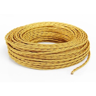 CAVO ELETTRICO TRECCIOLA 3X1.5 TESSUTO NOCE  50MT. IMQ