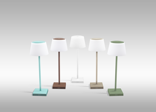 LAMPADA LED CENTURY DA TAVOLO MODELLO MARGO' 4W 3000K IP54 DIMMERABILE RICARICABILE CORTEN 