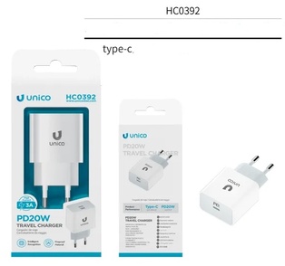 CARICATORE UNICO DA RETE BIANCO PRESA USB-C RAPIDO 20W 