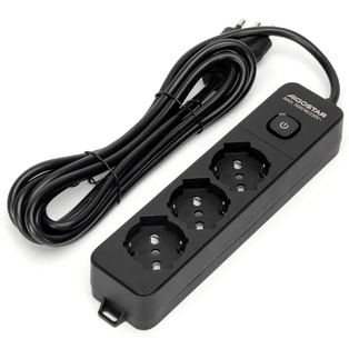 PRESA MULTIPLA CONTAKT 3 BIPRESE + SCHUKO + INTERRUTTORE + CAVO 3 MT.  NERO 