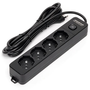 PRESA MULTIPLA CONTAKT 4 BIPRESE + SCHUKO + INTERRUTTORE + CAVO 3 MT. NERO 