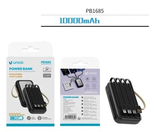 CARICATORE POWER BANK UNICO NERO DA 10000 MAh 10W CON CAVI INTEGRATI E DISPLAY DIGITALE 