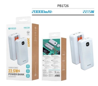 CARICATORE POWERBANK UNICO BIANCO DA 20000 MAH CON DISPLAY DIGITALE