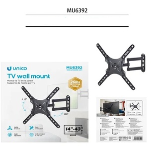 SUPPORTO TV DA PARETE ARTICOLATO E GIREVOLE 14''-43'' FINO A 12KG