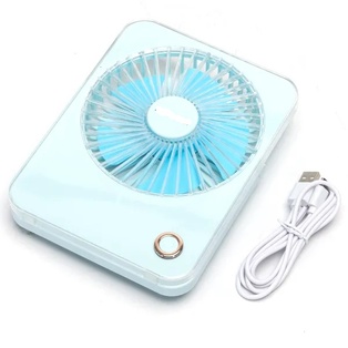 VENTILATORE DA TAVOLO O PARETE UNICO RICARICABILE  Ø 7.60CM 5W POTENZA 3 VELOCITA' BATTERIA DA 3600Mah CON CAVO USB -A  COLORE BLU 