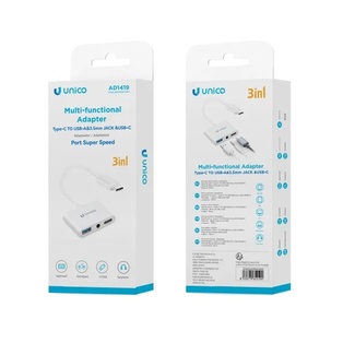 ADATTATORE UNICO 3IN1 DA SPINA USB-C A PRESA USB-A ,  PRESA JACK 3.5MM E PRESA USB-C