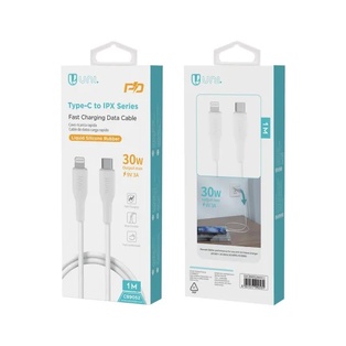 CAVO UNICO BIANCO IN SILICONE DA USB-C A LIGHTING CARICA RAPIDA 30W 100CM 