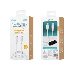 CAVO UNICO CARICA RAPIDA DA USB-C A USB-C  60W - 3AH - 200 CM