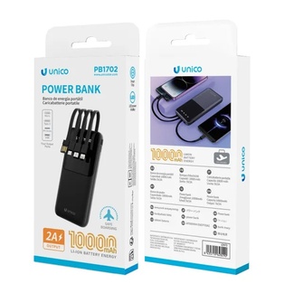 CARICATORE POWERBANK UNICO NERO DA 10000 MAH 10W CON CAVI INTEGRATI E AMPIO DISPLAY DIGITALE 