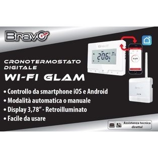 CRONOTERMOSTATO DIGITALE BRAVO MODELLO CRONOTERMOSTATO GLAM WI-FI   PROGRAMMAZIONE GIORNALIERA E SETTIMANALE CON APP DA SMARTPHONE