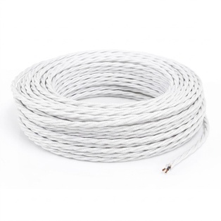 CAVO ELETTRICO TRECCIOLA 3X1 TESSUTO BIANCO OTTICO 50MT. IMQ