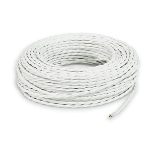 CAVO ELETTRICO TRECCIOLA 3X1 TESSUTO BIANCO OTTICO 50MT. IMQ