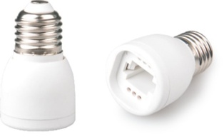 ADATTATORE LAMPADE DA MASCHIO E27 A FEMMINA G24D BIANCO TERMOPLASTICO