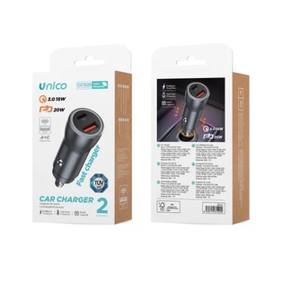CARICATORE UNICO DA AUTO 12V CON 2 USB-C POWER DELIVERY 20W A USB-A QUICK CHARGE 18W CERTIFICATO TUV 