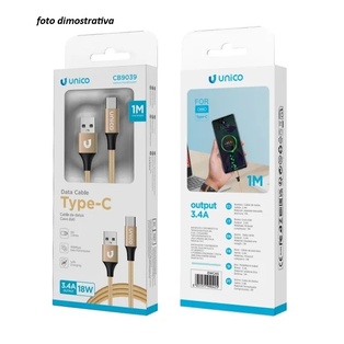 CAVO UNICO DA USB-A A USB-C 3.4A COLORE ARGENTO 100CM 