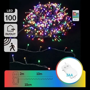 Catena luminosa a batteria 3AA con sensore musicale, RGBY, 10M