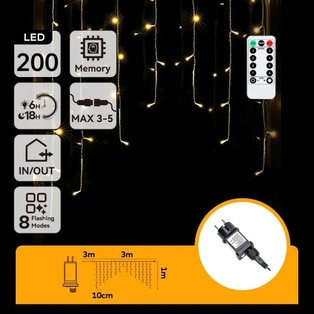 TENDA BASSA TENS.COLL.IN SERIE 2700K 3M+3M*1M 200LED 30FILI IP44